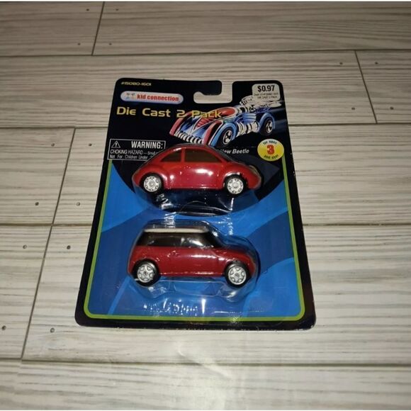Kid Connection Die Cast 2 Pack #34 Volkswagen New Beetle & Mini Cooper 1/64 - Picture 8 of 8